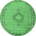 Round Medallion Emerald Green Traditional Rug, tr1173emgrn