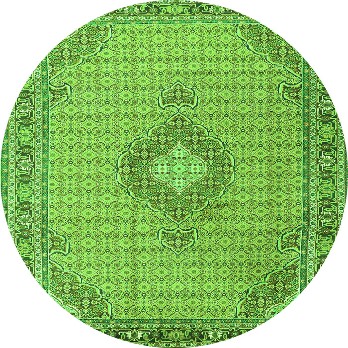 Square Medallion Green Traditional Rug, tr1173grn