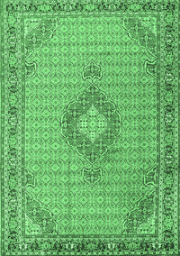 Medallion Emerald Green Traditional Rug, tr1173emgrn