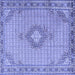 Square Machine Washable Medallion Blue Traditional Rug, wshtr1173blu