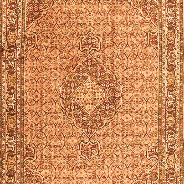 Serging Thickness of Machine Washable Medallion Orange Traditional Area Rugs, wshtr1173org