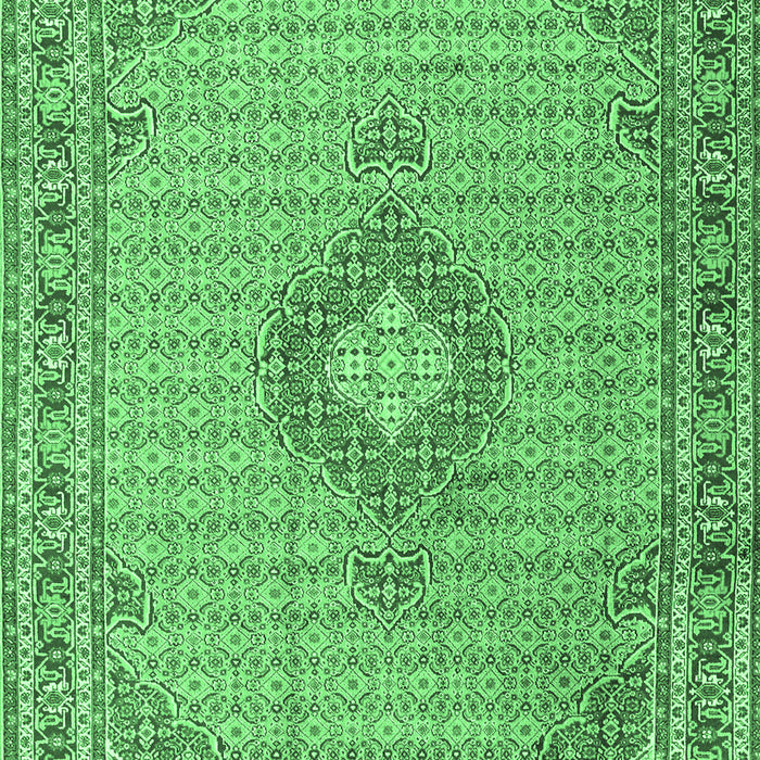 Machine Washable Medallion Emerald Green Traditional Area Rugs, wshtr1173emgrn
