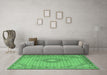 Machine Washable Medallion Emerald Green Traditional Area Rugs in a Living Room,, wshtr1173emgrn