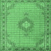 Square Medallion Emerald Green Traditional Rug, tr1173emgrn