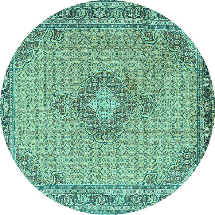 Round Medallion Turquoise Traditional Rug, tr1173turq