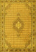 Machine Washable Medallion Yellow Traditional Rug, wshtr1173yw