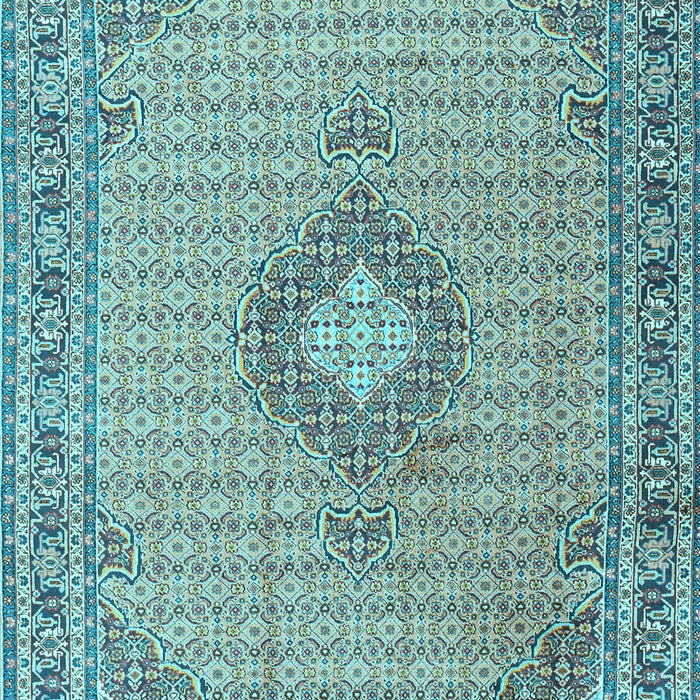 Machine Washable Medallion Light Blue Traditional Rug, wshtr1173lblu