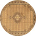 Round Machine Washable Medallion Brown Traditional Rug, wshtr1173brn