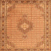 Round Machine Washable Medallion Orange Traditional Area Rugs, wshtr1173org