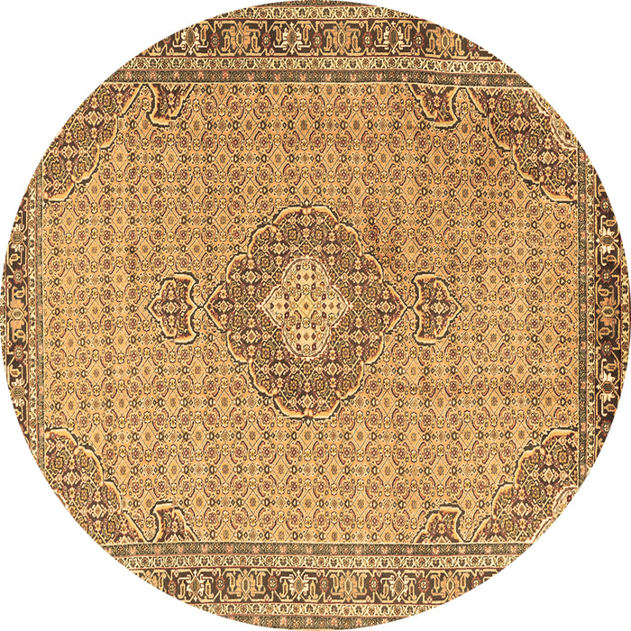 Round Medallion Brown Traditional Rug, tr1173brn