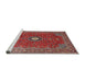 Sideview of Machine Washable Traditional Rosy Pink Rug, wshtr1174