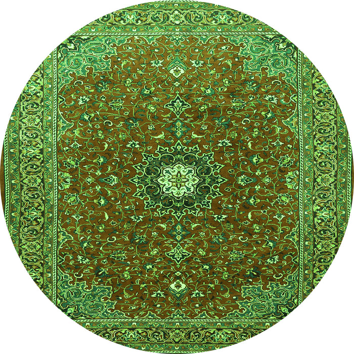 Square Medallion Green Traditional Rug, tr1174grn