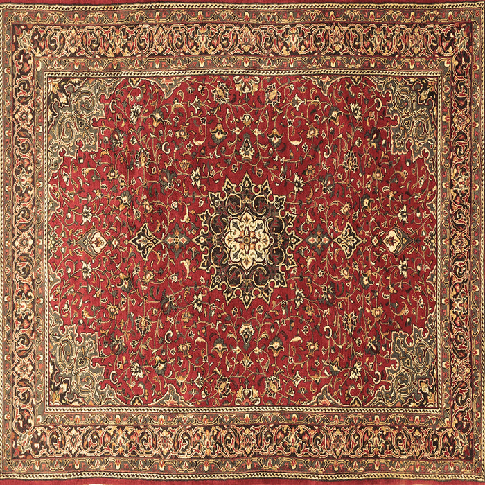 Square Machine Washable Medallion Brown Traditional Rug, wshtr1174brn