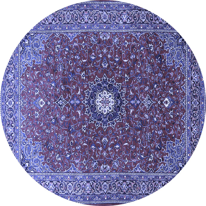 Round Medallion Blue Traditional Rug, tr1174blu