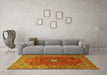 Machine Washable Medallion Yellow Traditional Rug in a Living Room, wshtr1174yw