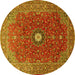 Round Medallion Yellow Traditional Rug, tr1174yw