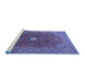 Sideview of Machine Washable Medallion Blue Traditional Rug, wshtr1174blu