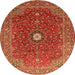 Machine Washable Medallion Orange Traditional Area Rugs, wshtr1174org