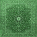 Square Medallion Emerald Green Traditional Rug, tr1174emgrn