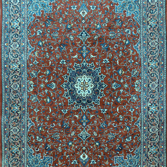 Machine Washable Medallion Light Blue Traditional Rug, wshtr1174lblu