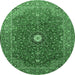 Round Medallion Emerald Green Traditional Rug, tr1174emgrn