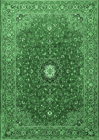 Medallion Emerald Green Traditional Rug, tr1174emgrn