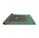 Sideview of Medallion Turquoise Traditional Rug, tr1174turq