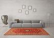 Machine Washable Medallion Orange Traditional Area Rugs in a Living Room, wshtr1174org