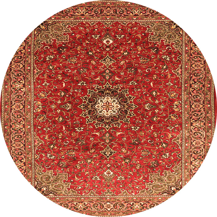 Square Medallion Orange Traditional Rug, tr1174org