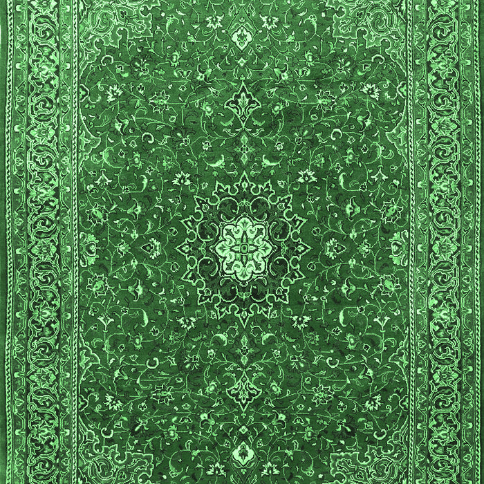 Machine Washable Medallion Emerald Green Traditional Area Rugs, wshtr1174emgrn
