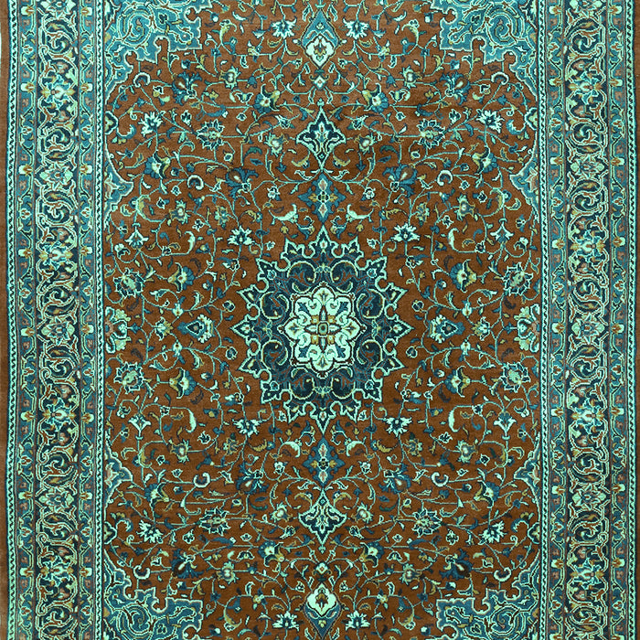 Machine Washable Medallion Turquoise Traditional Area Rugs, wshtr1174turq