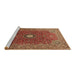 Sideview of Machine Washable Medallion Brown Traditional Rug, wshtr1174brn