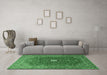 Machine Washable Medallion Emerald Green Traditional Area Rugs in a Living Room,, wshtr1174emgrn