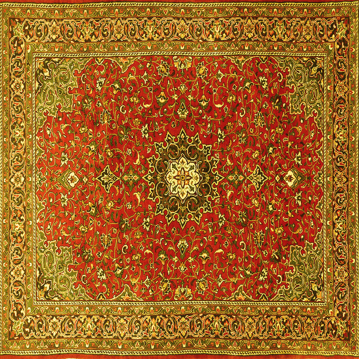 Square Medallion Yellow Traditional Rug, tr1174yw