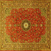 Square Medallion Yellow Traditional Rug, tr1174yw