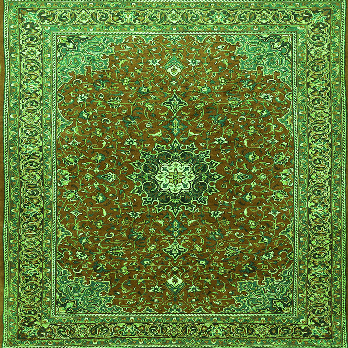 Serging Thickness of Medallion Green Traditional Rug, tr1174grn