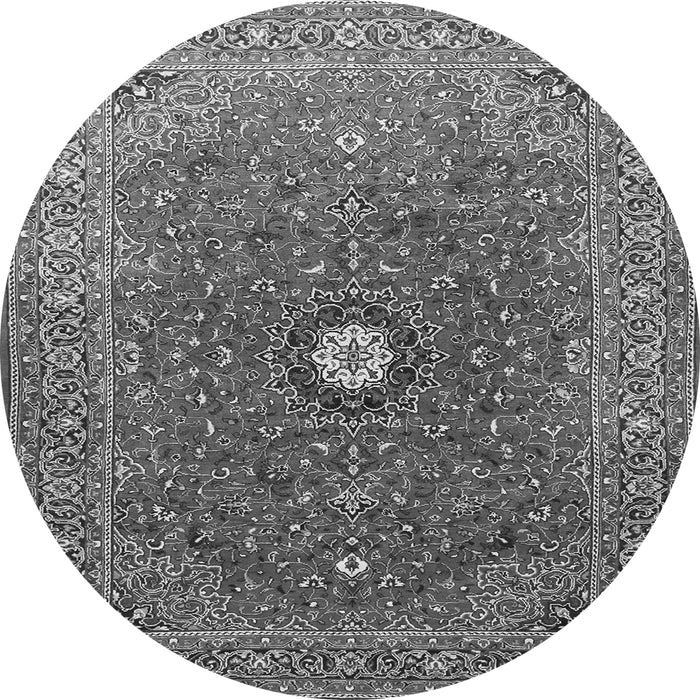 Machine Washable Medallion Gray Traditional Rug, wshtr1174gry