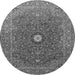 Machine Washable Medallion Gray Traditional Rug, wshtr1174gry