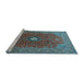 Sideview of Machine Washable Medallion Light Blue Traditional Rug, wshtr1174lblu