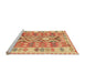 Sideview of Machine Washable Traditional Orange Red Rug, wshtr1175