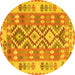 Round Southwestern Yellow Country Rug, tr1175yw