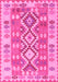 Machine Washable Southwestern Pink Country Rug, wshtr1175pnk