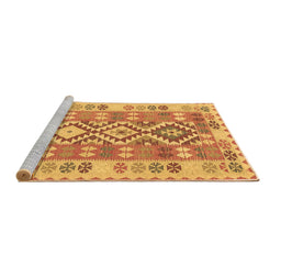 Sideview of Machine Washable Southwestern Brown Country Rug, wshtr1175brn