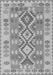 Serging Thickness of Machine Washable Southwestern Gray Country Rug, wshtr1175gry