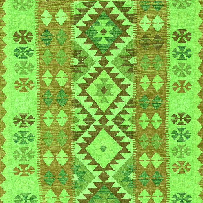 Serging Thickness of Machine Washable Southwestern Green Country Area Rugs, wshtr1175grn