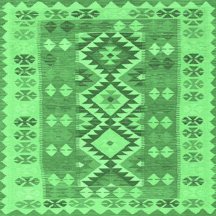 Square Southwestern Emerald Green Country Rug, tr1175emgrn