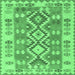 Square Southwestern Emerald Green Country Rug, tr1175emgrn