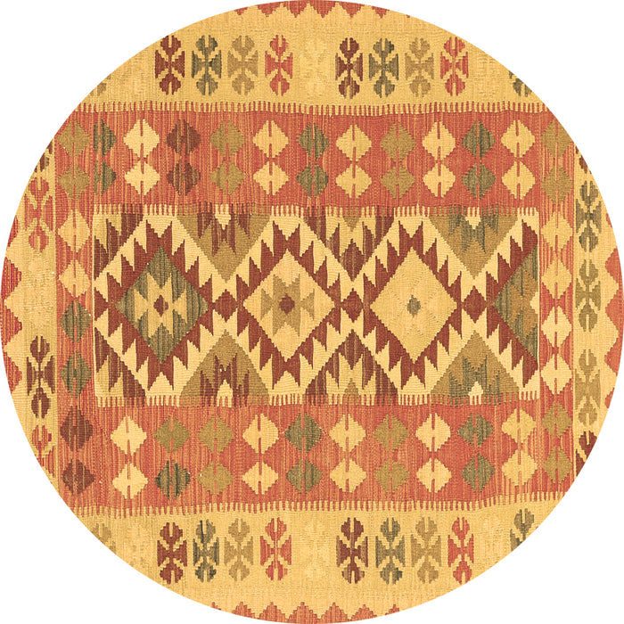 Round Southwestern Brown Country Rug, tr1175brn