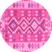 Round Southwestern Pink Country Rug, tr1175pnk