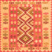 Round Machine Washable Southwestern Orange Country Area Rugs, wshtr1175org